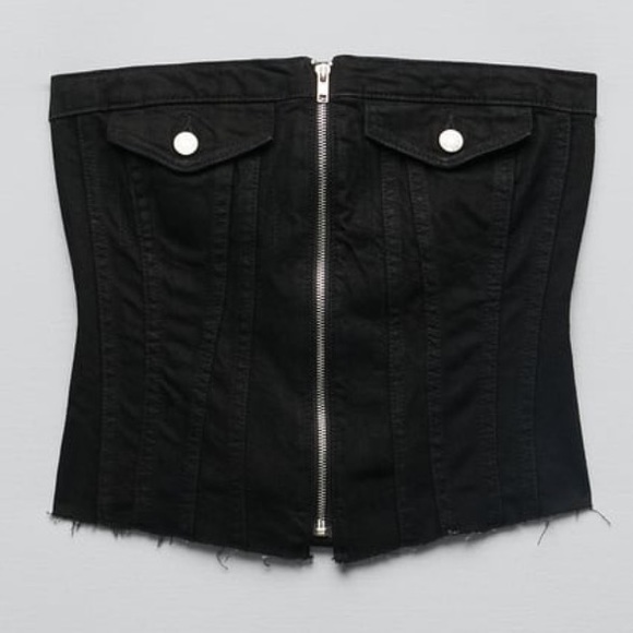 Zara Denim Corsetry Top - Picture 1 of 10